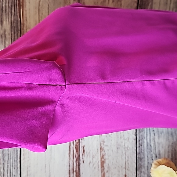 INC INTERNATIONAL CONCEPTS FUCHSIA LONG SLEEVE V NECK CROSSOVER BLOUSE - Picture 8 of 14